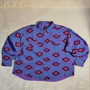 Vtg Wrangler Brushpopper Shirt 18-35 XXL Western Cowboy Aztec 80's 90's Rodeo